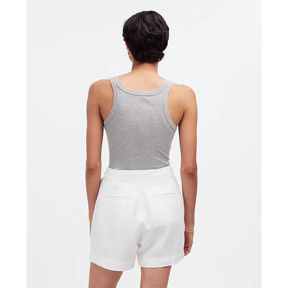 NWT Madewell Women's Clean Button-Tab Shorts in 100% Linen Eyelet White Size 14 - Picture 13 of 14